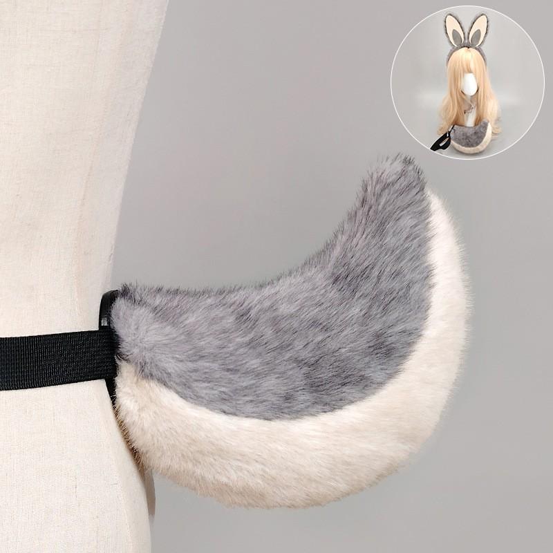 Cute Plush Rabbit Ear Headband With Tail Set Party Costume Cosplay Festival Performance Accessory