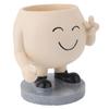 Flower Pot Cute Smile Standing   Flowerpot Fadeless Resin Plant Pot for Garden Courtyard Cafe Bar