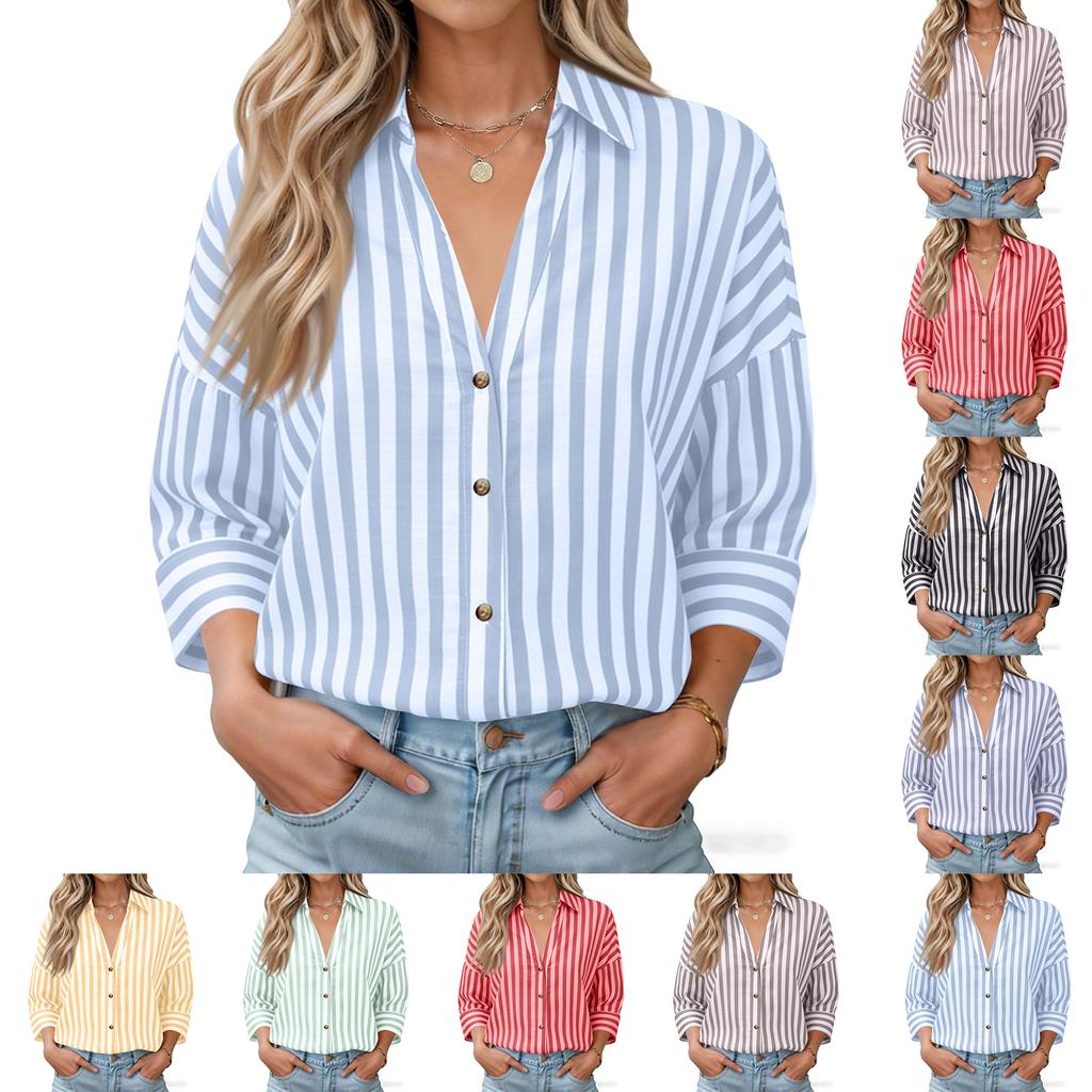 Camisa Feminina de Linho Colorida da Moda com Manga Larga e Confortável