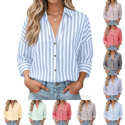Women's  Color Fashionable Linen Wide Sleeve Comfort Shirt