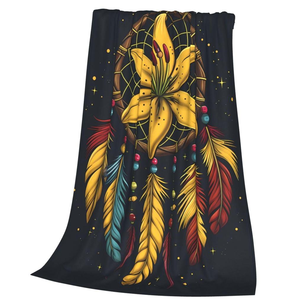 Dreamcatcher Blanket Boho Dream Catcher Plush Throw Blanket Flannel Fleece Blanket for Travel, Airplane, Bed, Couch, Car, Gift