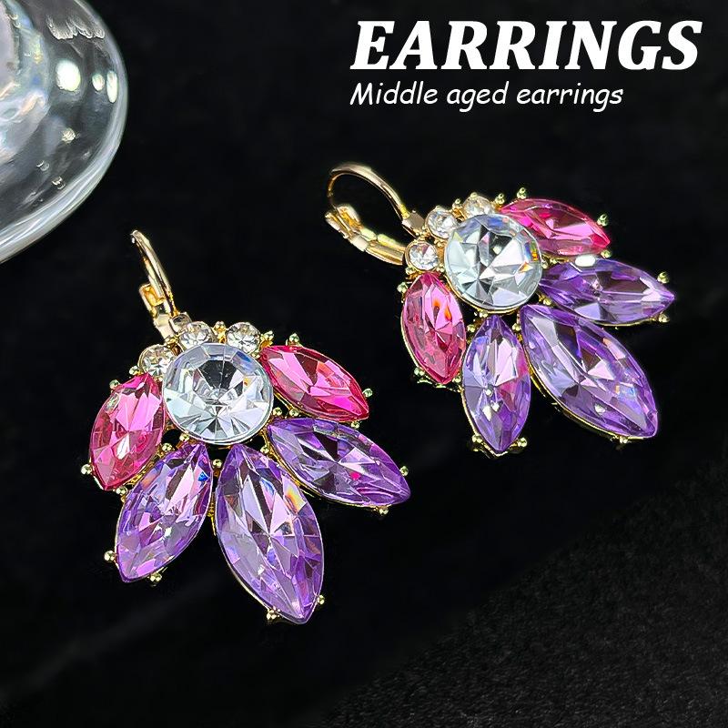 Boucles d'oreilles pendantes Zircon Fleur Colorée pour Femmes, Boucles d'oreilles pendantes Statement pour Fête & Usage Quotidien