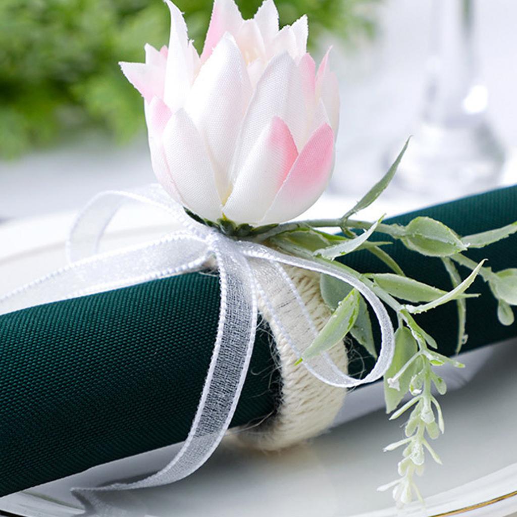 Floral Napkin Ring Artificial Flower Dinner Napkin Holder for Table Decoration Wedding Picnics Banquet Birthday