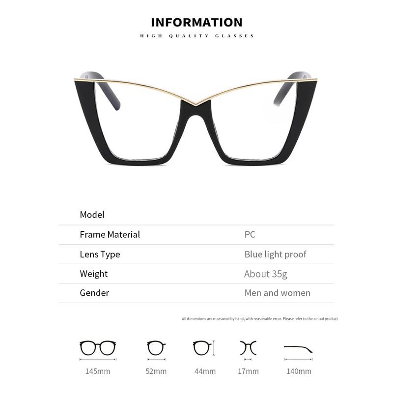 Oversized Cat Eye Presbyopia Glasses Women's Cat-eye Versatile and Personalized Eyeglasses Daily Fashion Personality 0 To +4.0