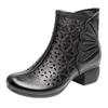 Soft-soled Short Boots Breathable Hole Mother High-top Sandals New Hollow Leather Thick High-heeled Cool Boots