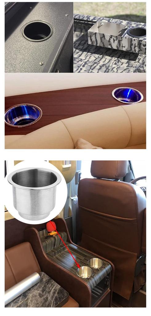 Set of 2 Stainless Steel Cup Drink Suitable for Marine and Includes Stainless Steel Drink Holders for Holders, Holders, Boats, RVs, Campers. Cars.