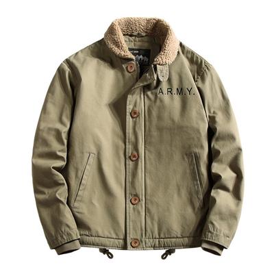 Deck Clothes Padded Jacket Middle-aged Padded Jacket Thickened Fleece Tooling Jacket Retro Lamb Fleece Jacket Men