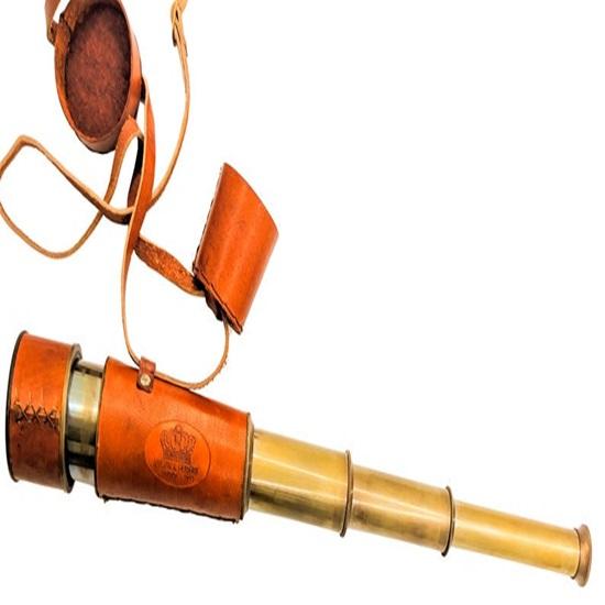 Marine Brass Telescope Spotting Scope with Leather Case Birthday Gift