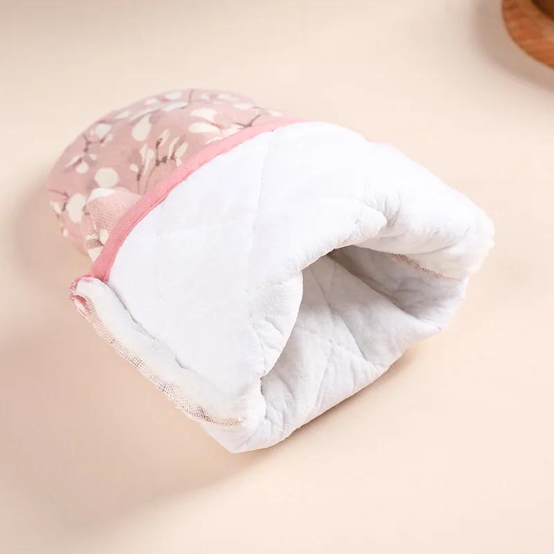 2pcs Microwave Oven Long Cotton Glove Ironing Mat Set Romantic Cherry Blossom Oven Insulation Heat Resistant Kitchen Baking Tool