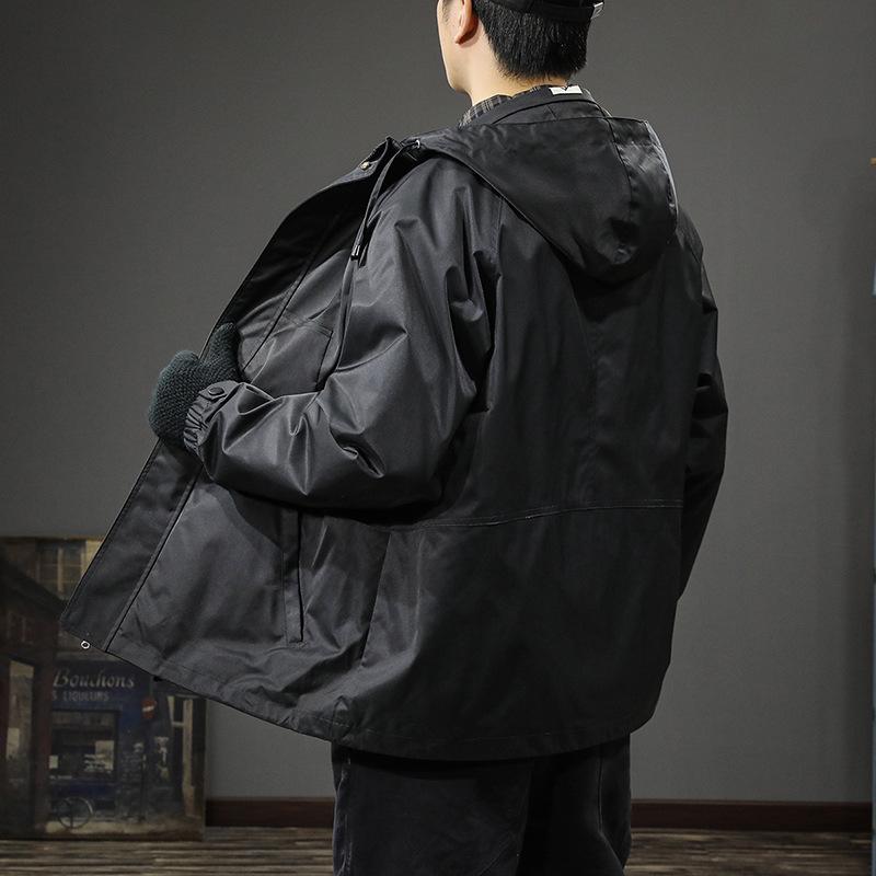 Tide Brand Outdoor Mountaineering Windproof Jacket Men'S Loose Large Size Sports Function Hooded Tooling Outside