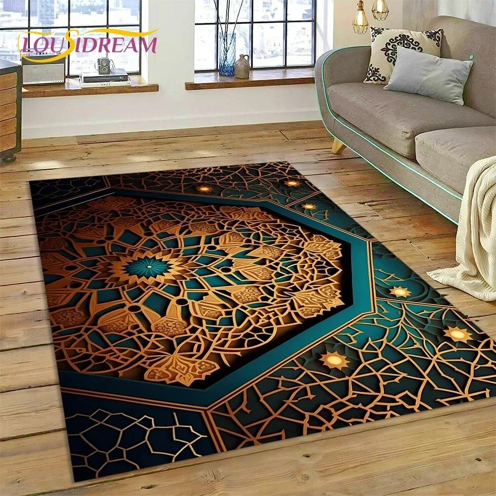 Muslimský Islám Modlitba Klečící Poly Podložky Mandala Koberec Kobereček do Ložnice Obývacího Pokoje Domácí Dekorace na Pohovku,Velká Dekorativní Podlahová Rohož