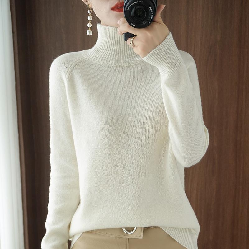 Long Sleeve Knitted Top Women Ladies Sweaters Autumn Warm Shirt Pullover Jumper Female Cashmere Blouse Clothesturtle Neck