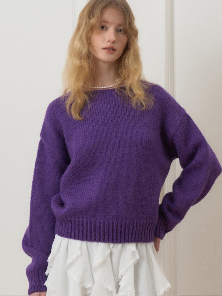 EIGHT DAYS A WEEK Alpaca Color Knit Purple Ad656