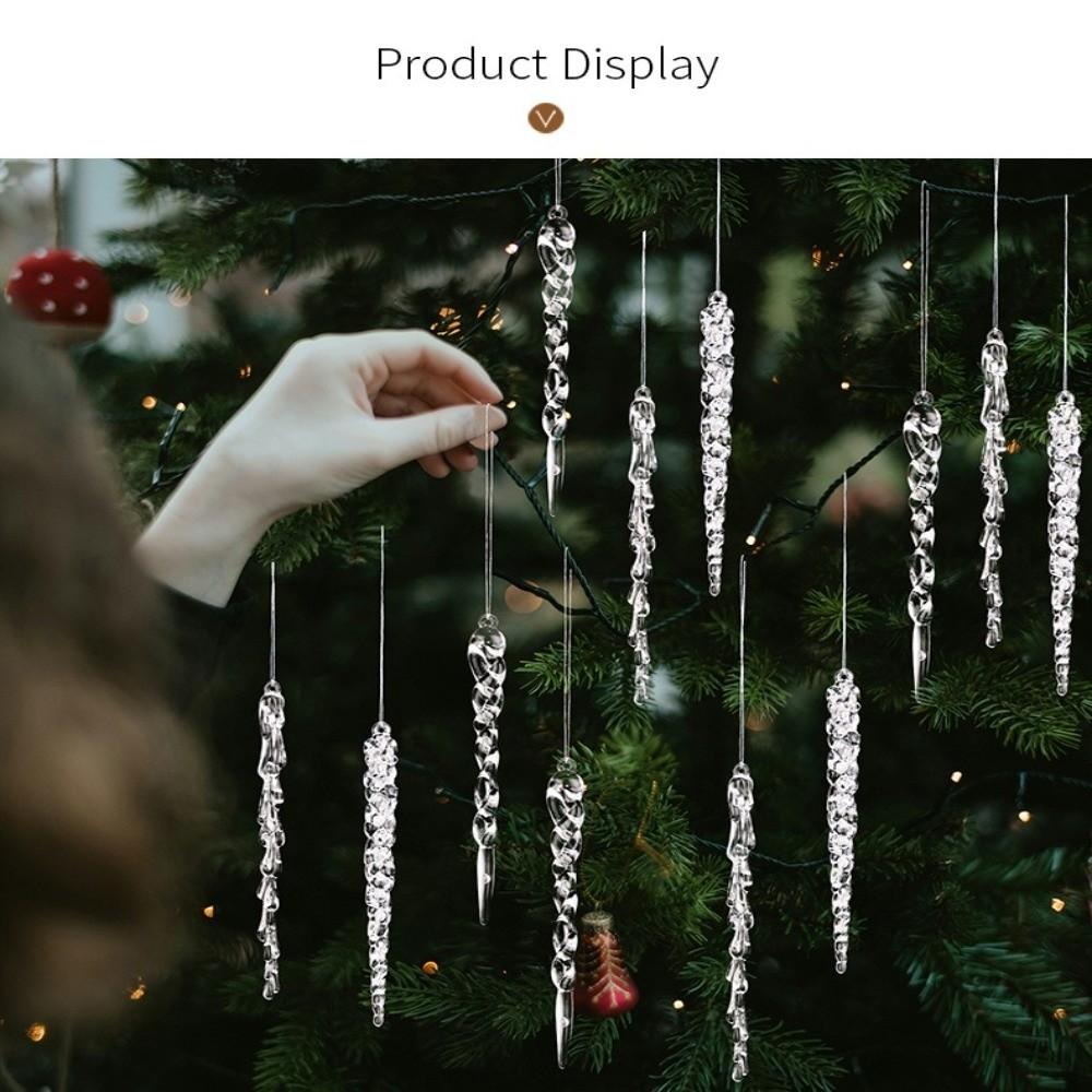 Acrylic Christmas Tree Ornaments Hanging Pendants Crystal Clear Ice Cone Pendant Creative Transparent Icicle Decorations