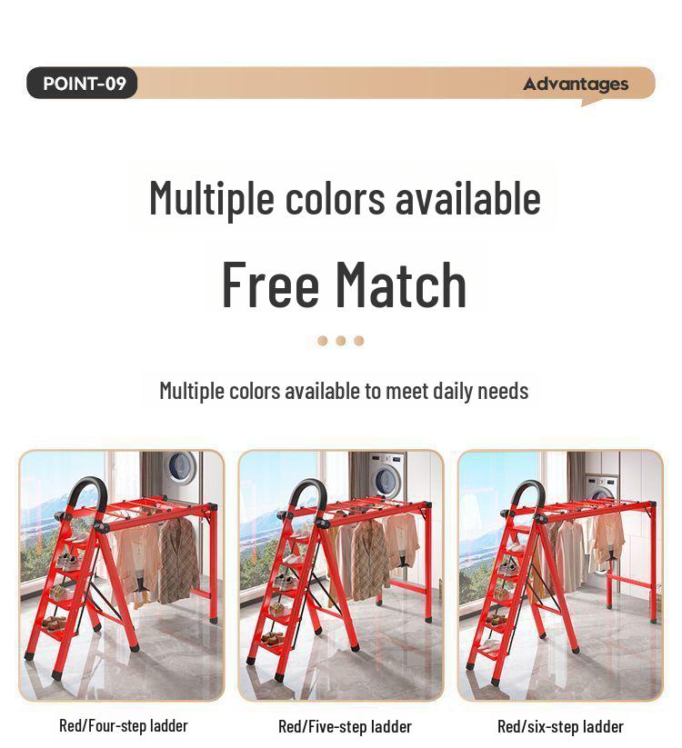 Multifunctional Folding Carbon Steel Ladder and Clothes Drying Rack