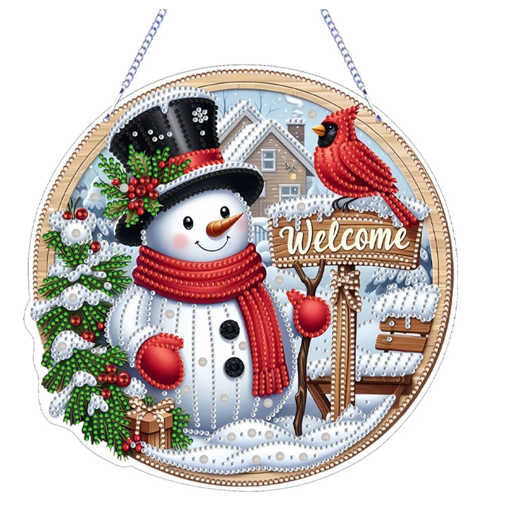 Xmas Theme 2D Flat DIY Special Shape Rhinestone Diamond Art Window Pendants Diamond Art Pendant Wall Decor for Home & Windows