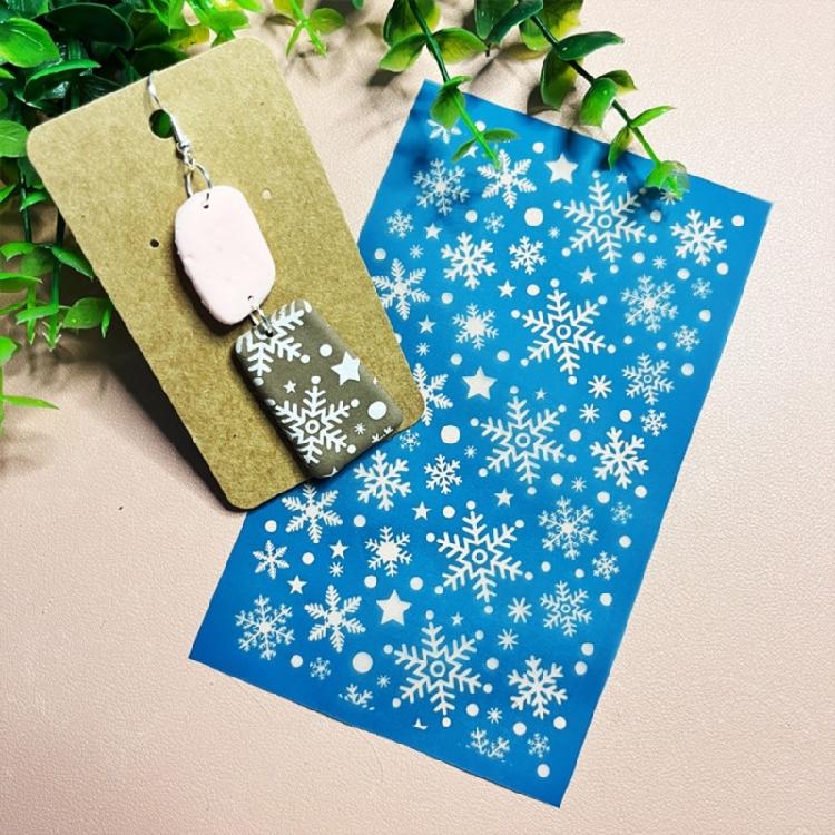 Screen Printing Template with Scraper Clay Earrings Decorative Screen Printing