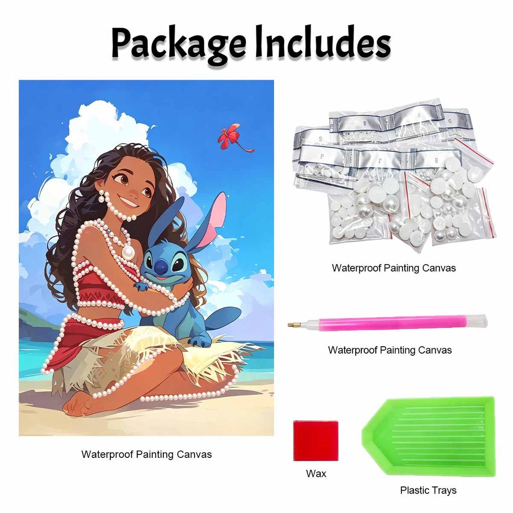 Disney Pearl Art Moana Stitch Creative Pearl-Style Art Kit 5D DIY Pearl Embroidery Mosaic Cross-Stitch Kit for Home Decor
