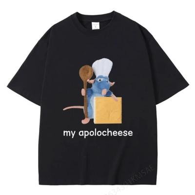 My Apolocheese Tshirt Cute Funny Rat Cheese Print Tshirt Men Women Vintage Oversized Short Sleeve Mens Casual Cotton T Shirts