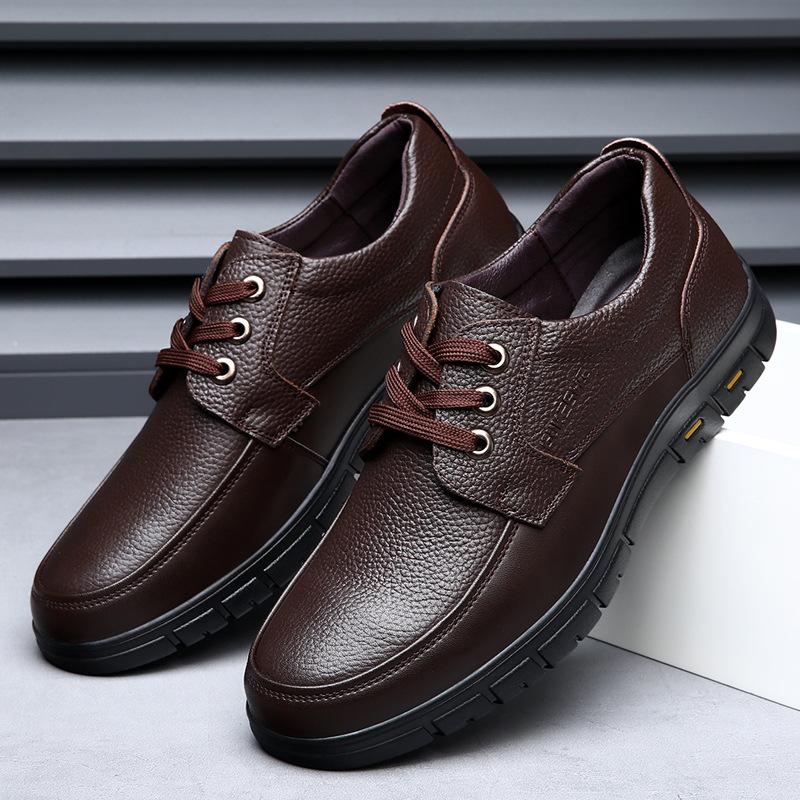 2025 Foreign Trade Men's Leather Shoes Large Size Leather Shoes Fashion Business Leisure Lace-up Men's Leather Shoes