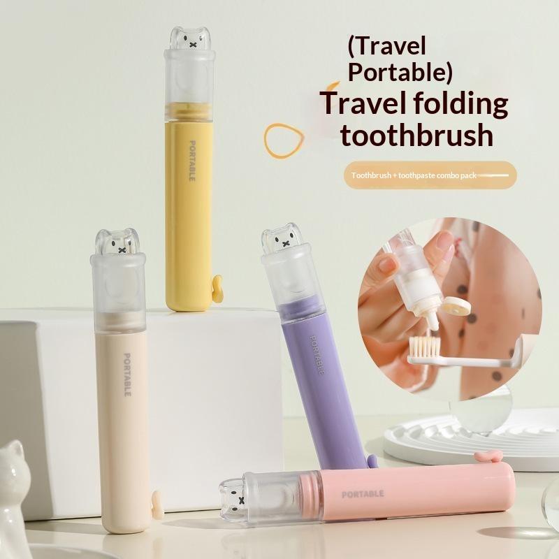 1 Piece - Convenient Toothbrush Travel Container, 2-In-1 Folding Toothbrush Set - Small And Convenient - Essential For Business