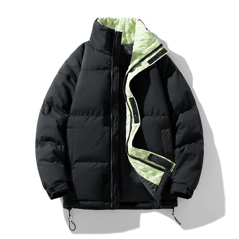 

2025 хлопковая куртка мужская зимняя утолщенная теплая куртка-мешок мужская куртка-стойка парная хлопковая куртка мужская 3XL чёрный