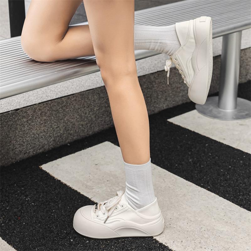 Women's casual shoes platform bread shoes women's spring new lightweight board shoes round head white shoes