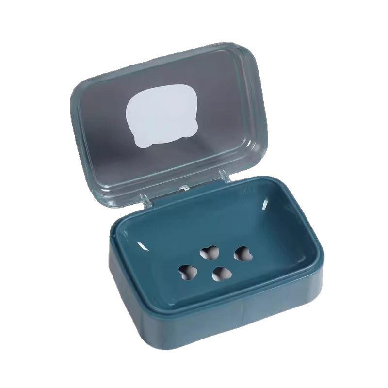 Creative Cute Plastic Soap Dish with Lid: Stylish Soap Holder and Drainer for Bathroom Storage