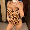 Sexy High Cut Leopard Push Up Bra Cup One Piece Swimsuit Female Swimwear Women Bather Bandeau Bathing Suit Swim Lady
