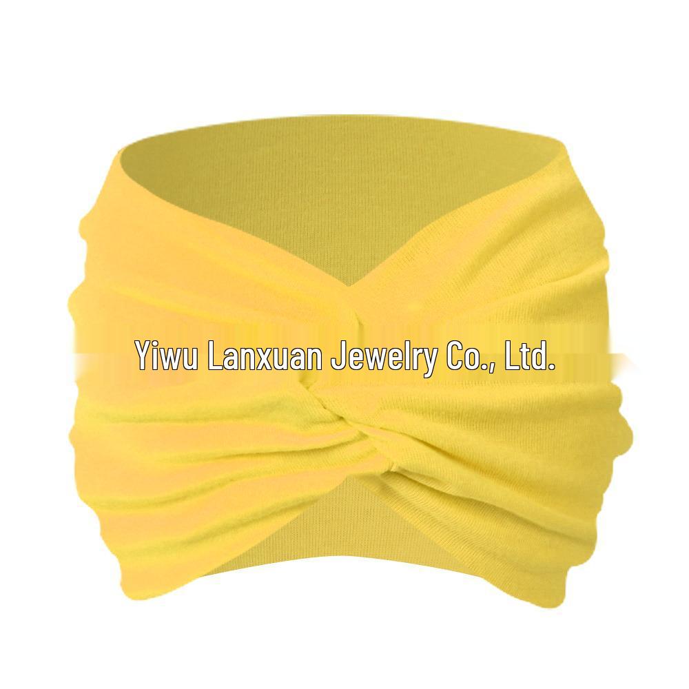 

European & American Style Wide Women s Sports Yoga Headband: Elastic, Sweat-Absorbent, Cross Design, Large Hair Wrap жёлтый