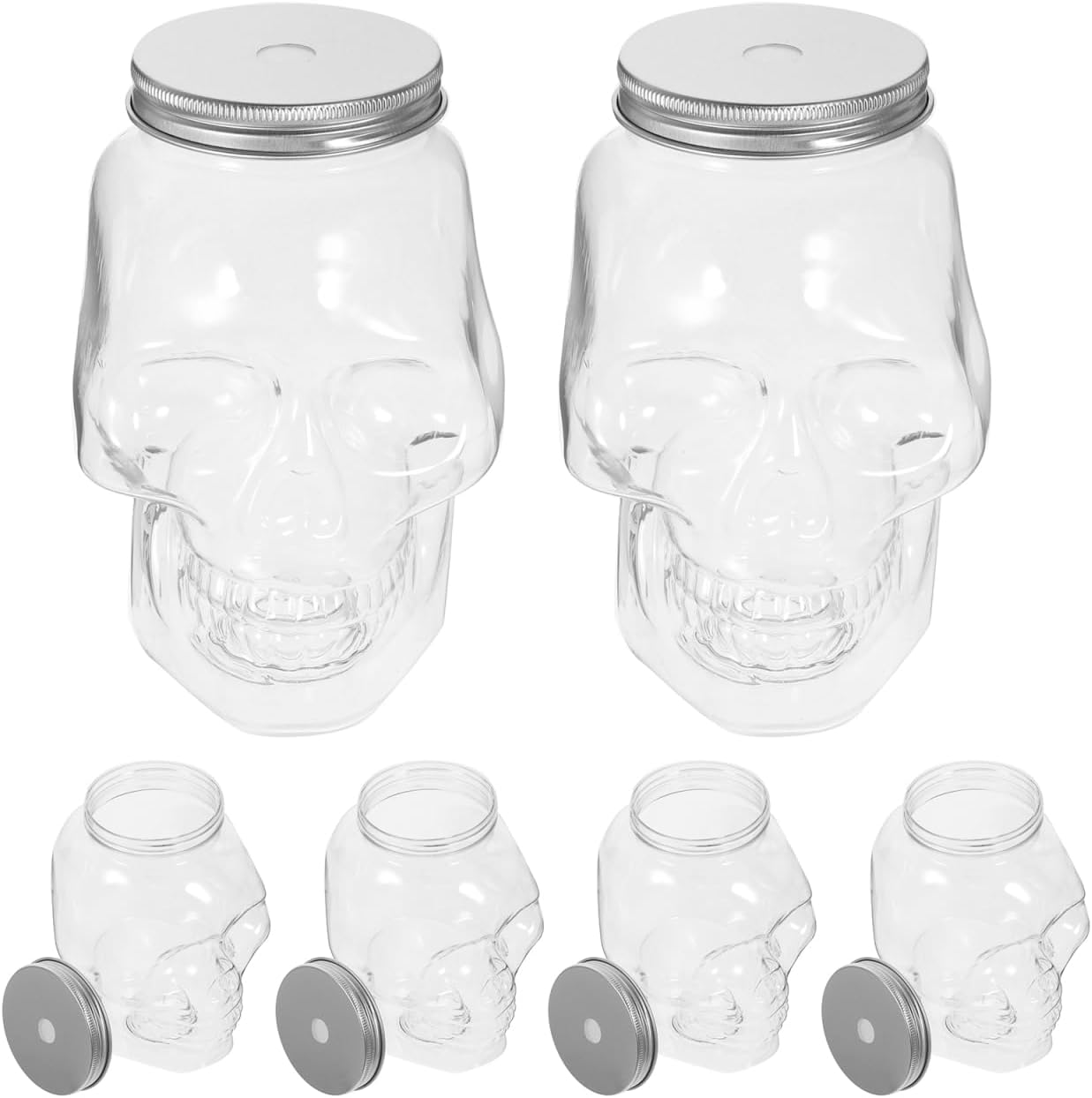 

Botella de leche reutilizable con calavera de Halloween, con agujero para beber jugo pequeño, tarro de Mason, botella multifunci