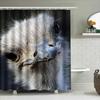 Large Print Shower Curtain With Eye-Catching Ostrich Design For Bathroom Decor Waterproof Fabric Material (Blue)