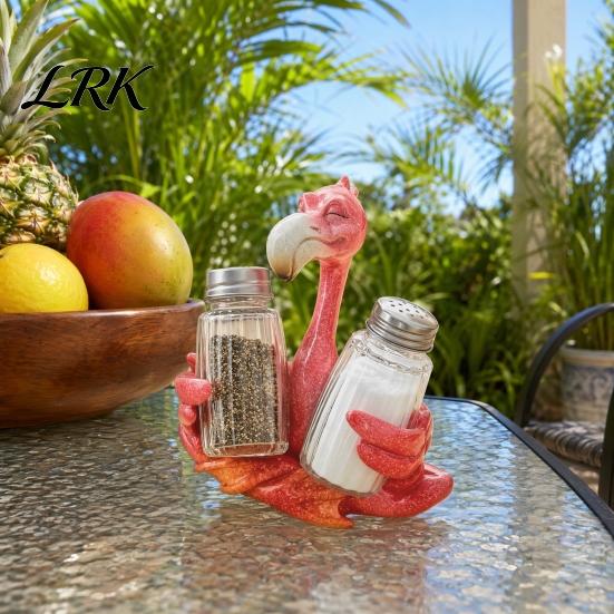 Cartoon Style Kitchen Rack Creative Animal Condiment Holder, Resin Organizer for 2 Spice Oil-resistant Jars, Cute Flamingo Pelican Dolphin Octopus