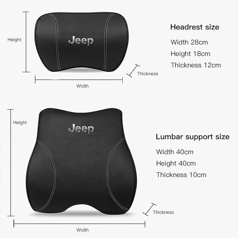 Für Jeep Auto Nackenkissen Schutz Lendenwirbelstütze Leder Kopfstütze Für Jeep Grand Cherokee Wrangler Gladiator Compass Renega