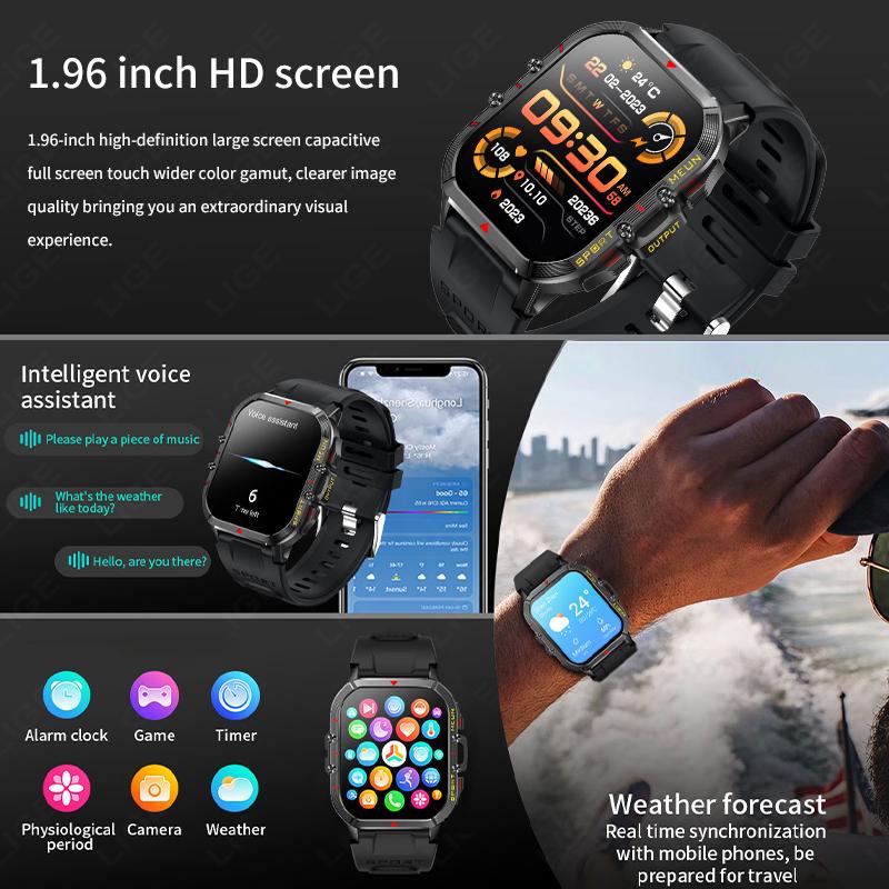 New Smart Watch For Men 1.96"HD Full Touch Screen Sports Fitness Watches Bluetooth Call Digital Smartwatch Wristwatch