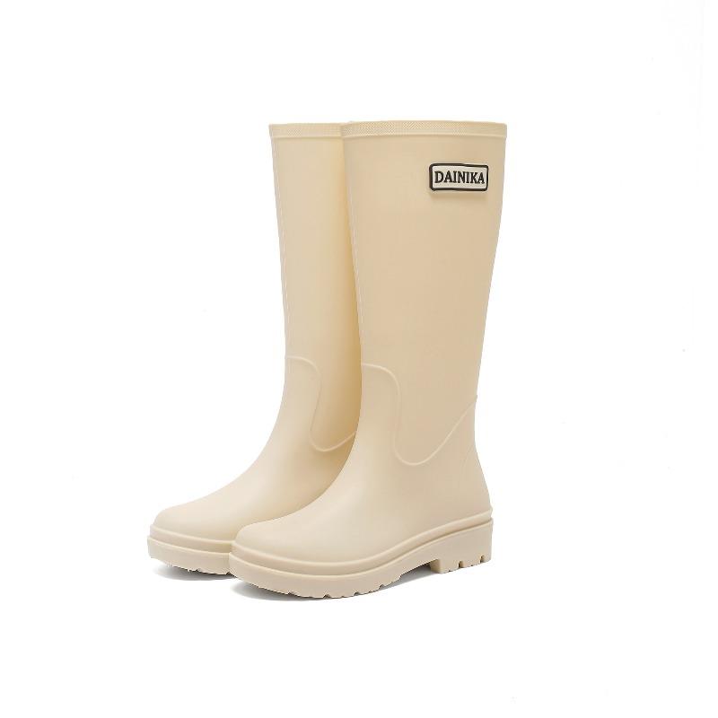 

Однотонные дождевые ботинки женские высокие трубы толстая подошва водонепроницаемые ботинки длинная труба дождливый день резиновые сапоги бархатные резиновые ботинки 41 бежевый