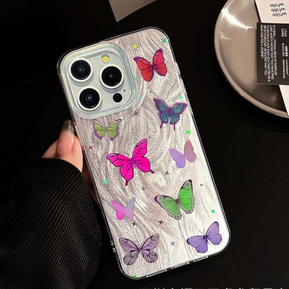 Dream colorful butterfly mobile phone case iPhone15 anti-drop PC hard case protective case Apple 17promax advanced sense