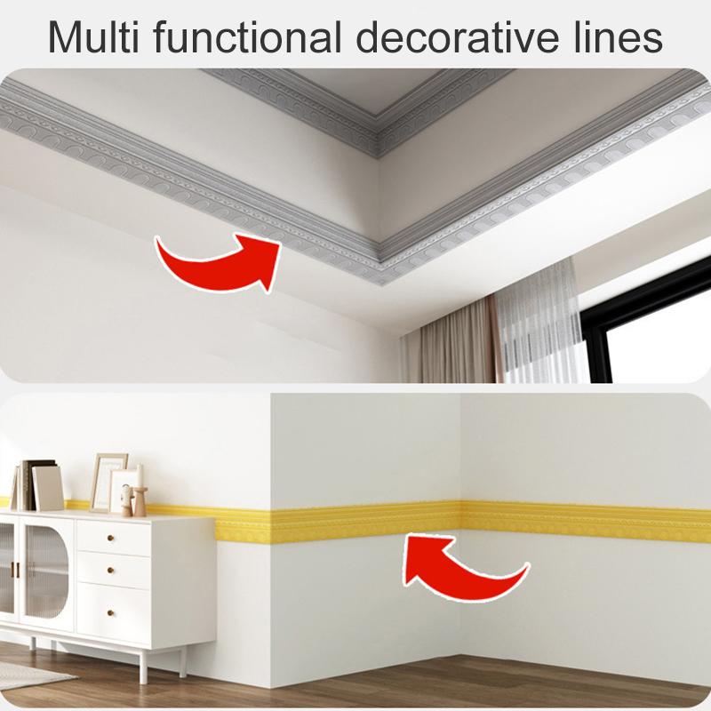 3D Self-adhesive Waistline Wall Sticker Internal And External Corner Line Wrapping Strip Ceiling Self-adhesive Border Beautification Strip