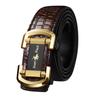 Men's Belt Crocodile Pattern Cowhide Automatic Buckle Belt High End Business Classic New Trousers Belt for Young and Middle Aged