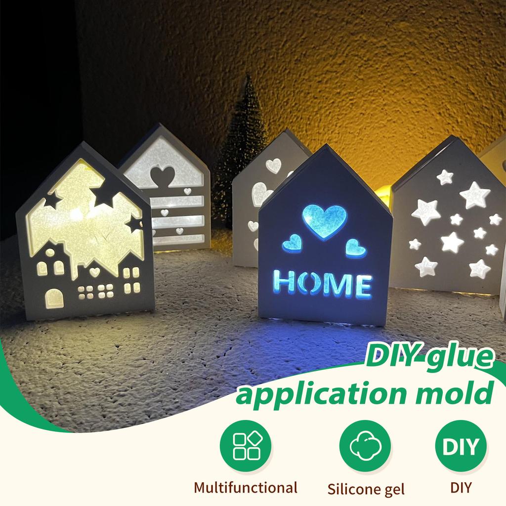 8Pcs DIY Silicone Art House Mold Set Easy Demold Mini House Casting Epoxy Resin Molds Christmas Crafts Mold for Home Decoration