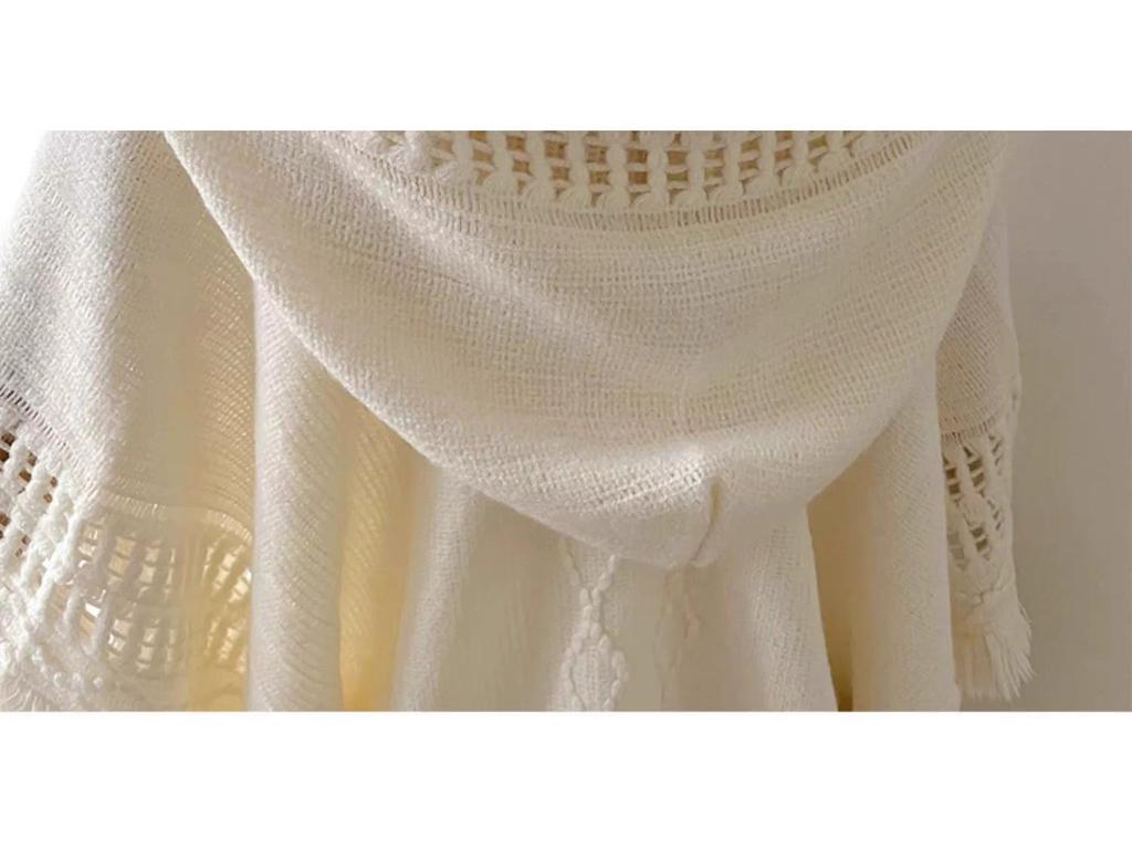 Ethnic Knitted Tassel Hooded Cape Shawl - Women's Autumn/Winter Outerwear for Travel Photography