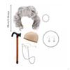 Halloween Granny Hairpiece with Glasses | Voluminous Rounded Curl Pattern, Old Lady