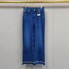French Niche Spring/Summer 2026 Beaded Hem Flower Slim-Fit Jeans