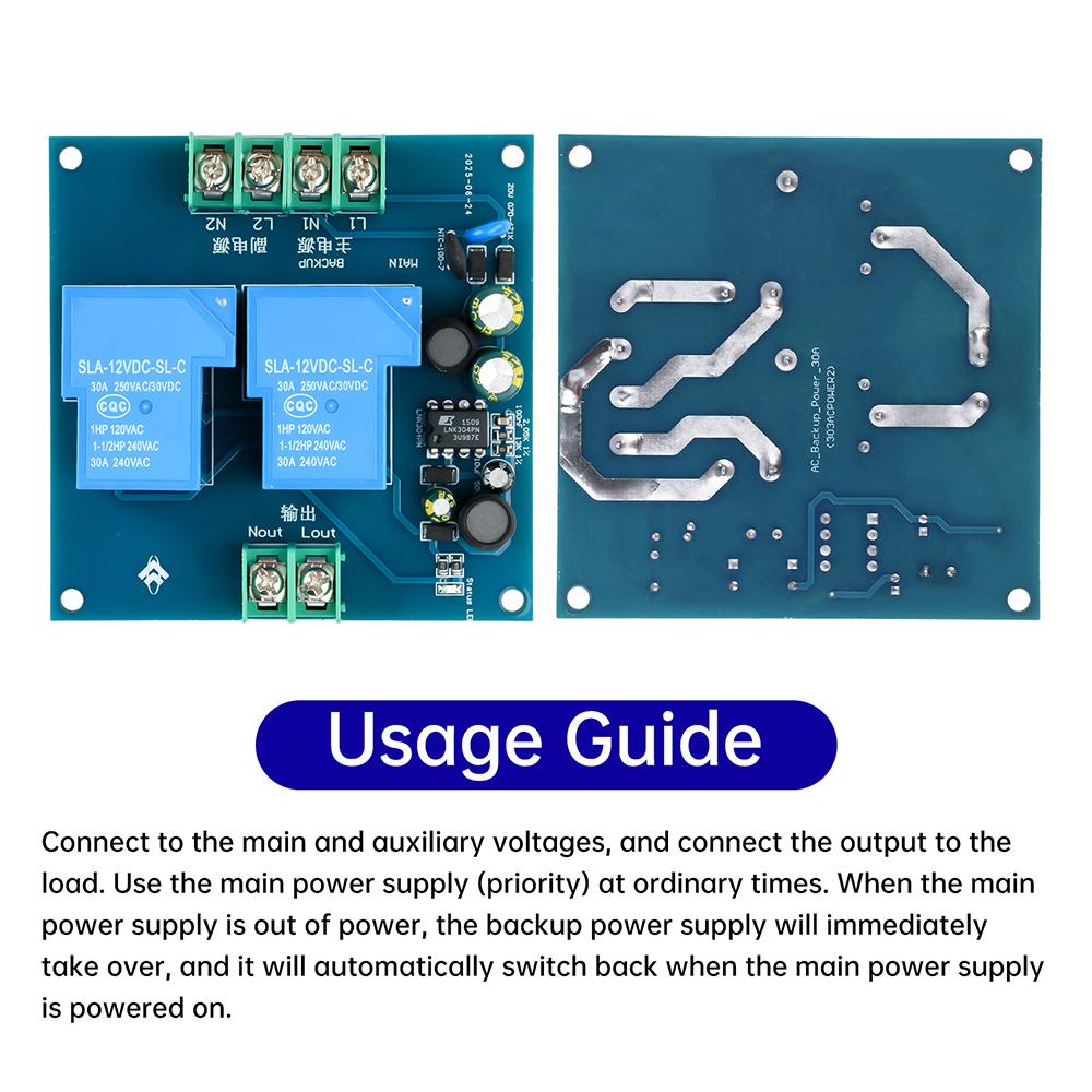 AC90-220V Power Supply Automatic Switching Module 30A Power Failure Conveter Backup PowerSupply Emergency Circuit Breaker Module