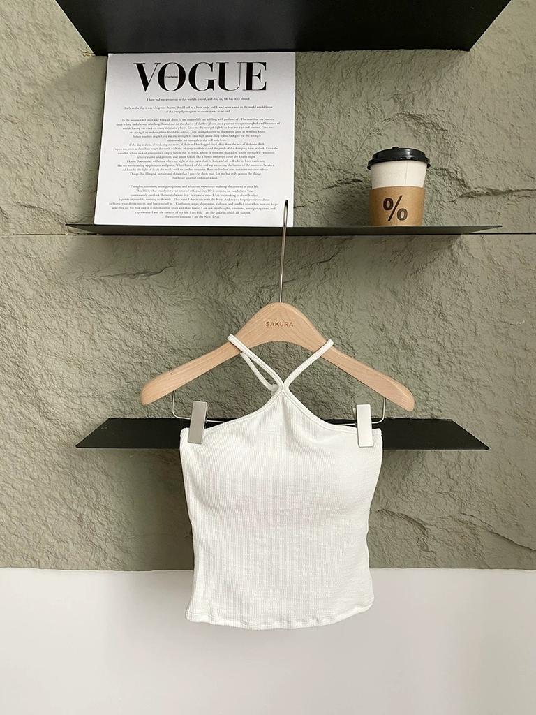 #Summer new pure desire wind halter neck vest female slim and thin one-piece chest pad versatile top