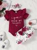 Princess Baby Girl 3Pcs Clothing Set, Cute Ribbed Romper with Floral Skirt & Bow Headband, 0-18M
