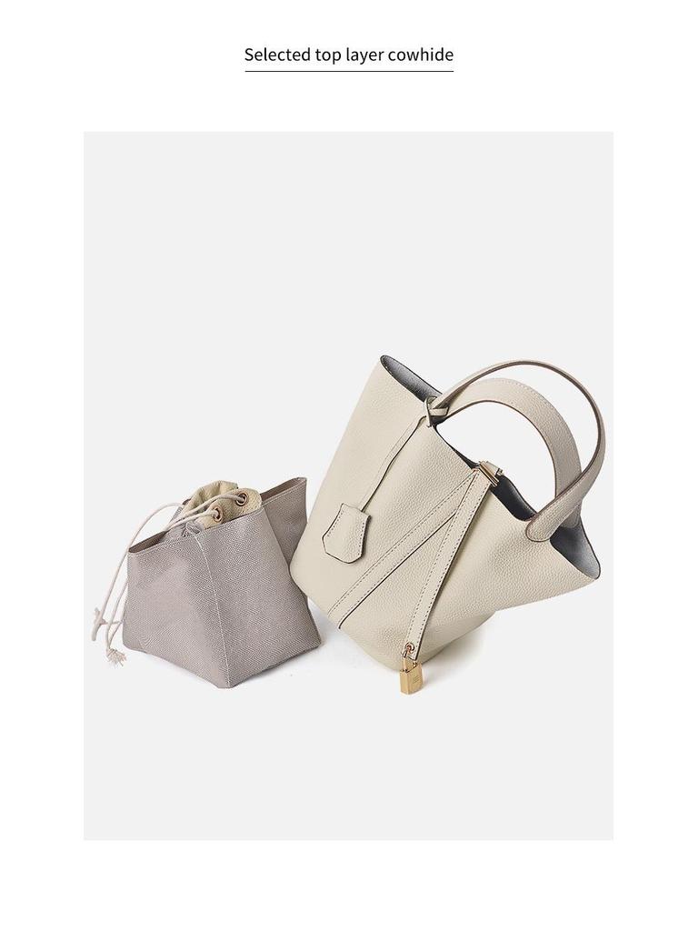 High-Grade Leather Large Capacity Women's Bucket Crossbody Bag - Bridal, Mommy, Handbag