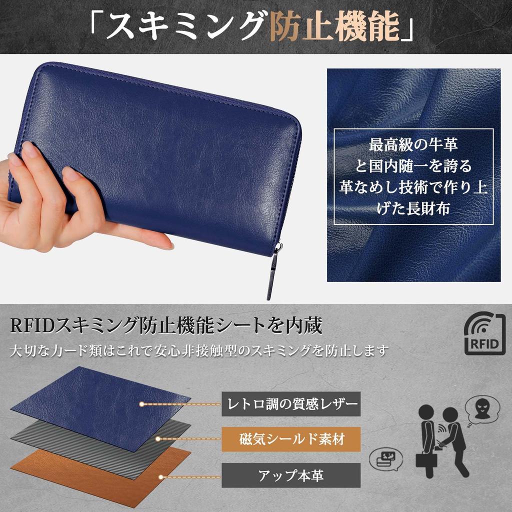 [BEENLOVE] Wallet for Men and Women, Genuine Leather, Round Zipper, Crafted by Master Artisans, Large Capacity, Comes in a Gift Box (Blue)
