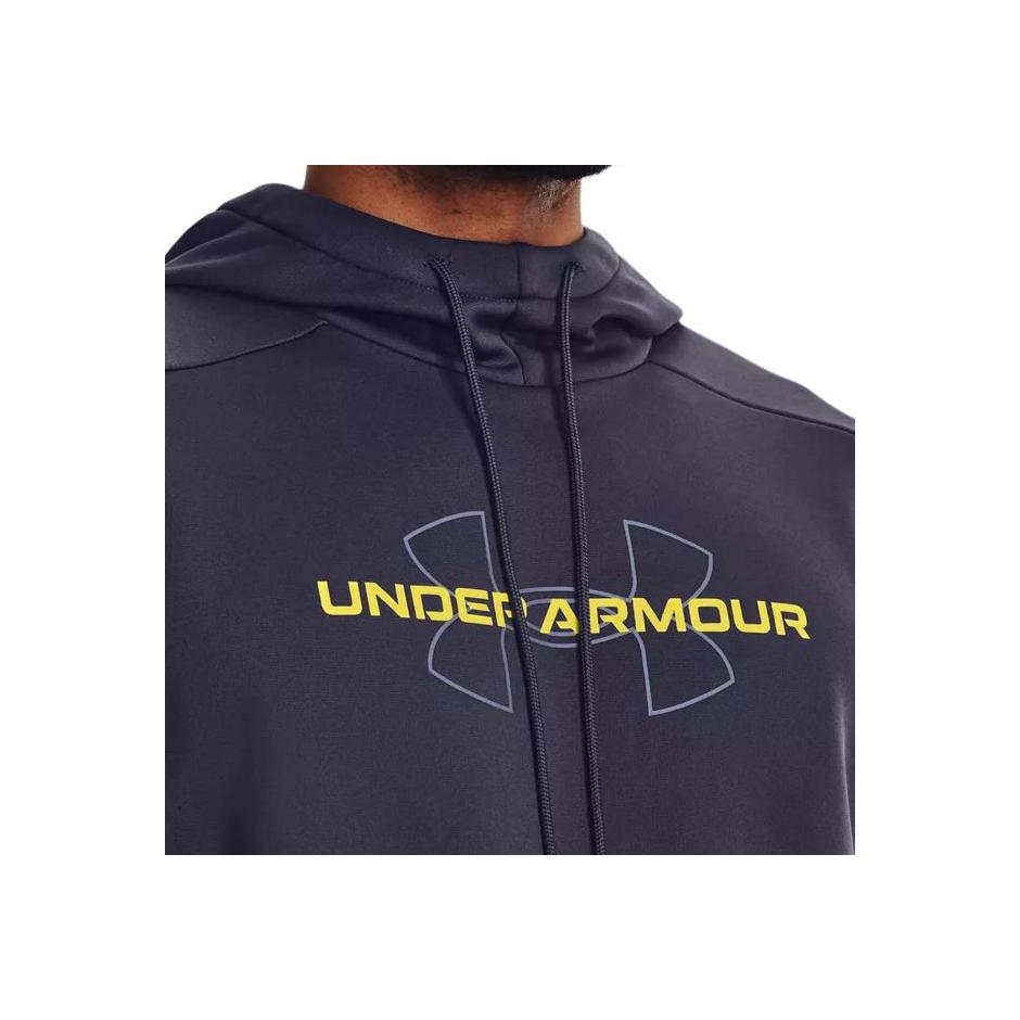 Under Armour Armour Fleece Logo Print Pullover Hoodie Men Hoodies Gray 1373356-558