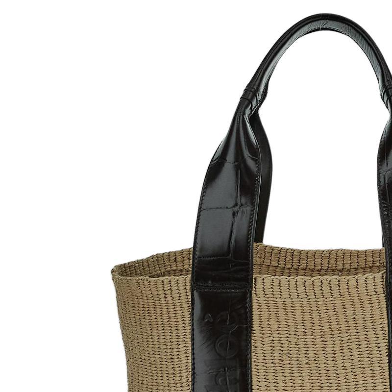 Chloe Logo-Stickerei kombiniert mit Lederbesatz Große Tragetasche Damen-Tragetasche Beige CHC24-WS380O43-001
